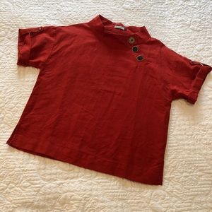 Beautiful linen boxy mock neck top